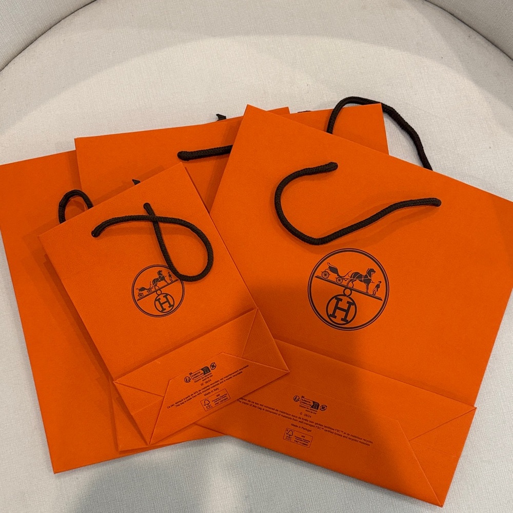 Hermes Orange Shopping Bags 100% authentic